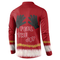 Feel The Joy Christmas Button Sweatshirt Xmas Holiday Patterns - Wonder Print Shop