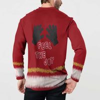 Feel The Joy Christmas Button Sweatshirt Xmas Holiday Patterns - Wonder Print Shop