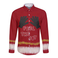 Feel The Joy Christmas Long Sleeve Button Shirt Xmas Holiday Patterns - Wonder Print Shop