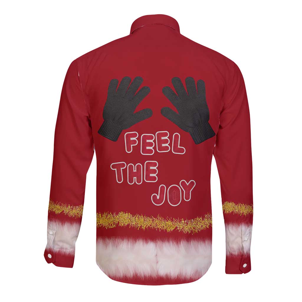 Feel The Joy Christmas Long Sleeve Button Shirt Xmas Holiday Patterns - Wonder Print Shop