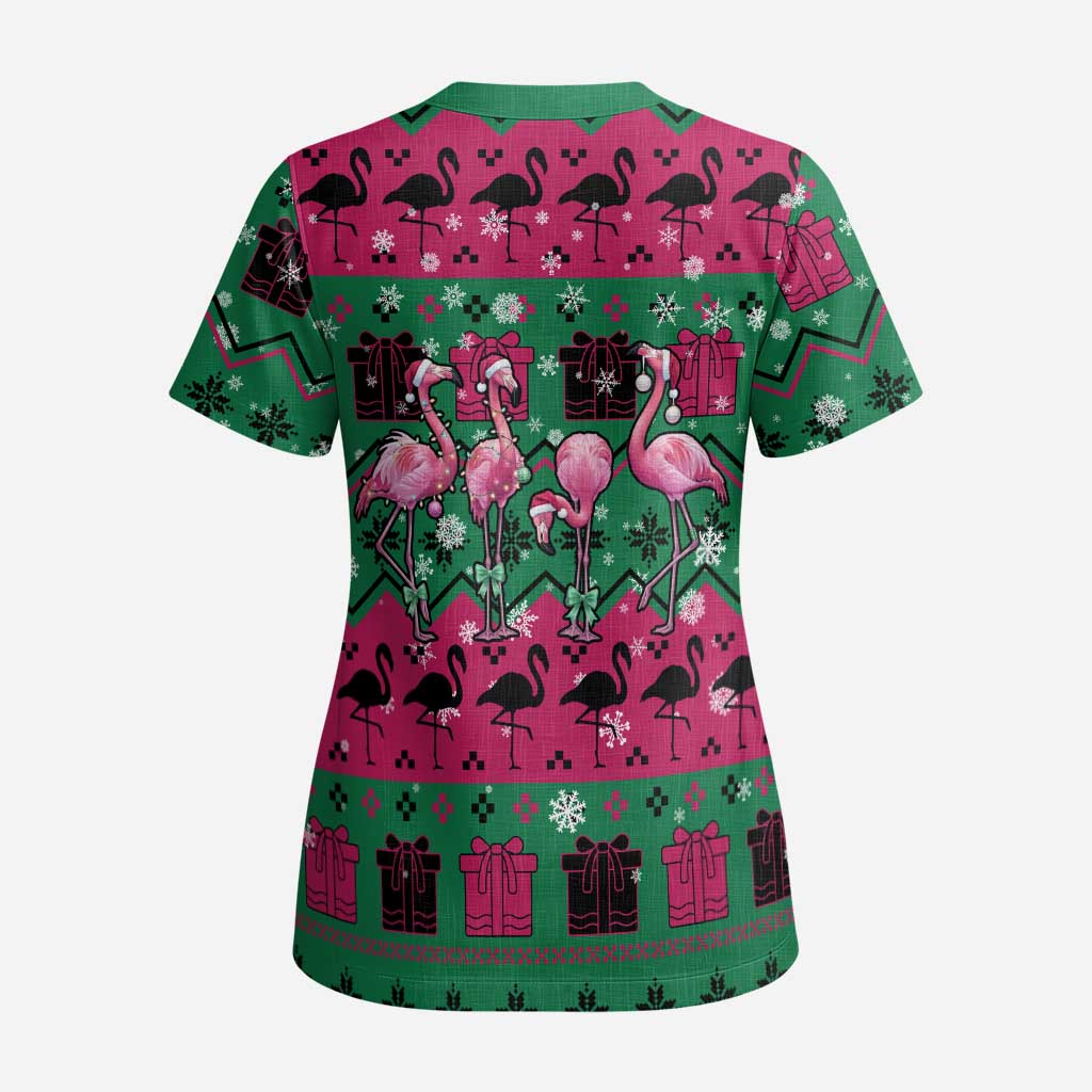 Firefighter Presents Christmas Scrub Top Xmas Holiday Patterns - undefined