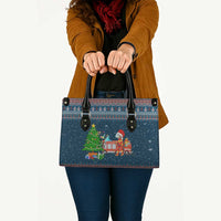 Flamingle Bells Xmas Christmas Leather Bag Xmas Holiday Patterns - Wonder Print Shop
