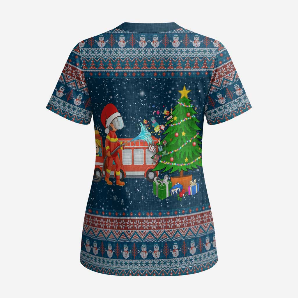 Flamingle Bells Xmas Christmas Scrub Top Xmas Holiday Patterns - Wonder Print Shop