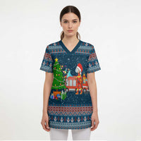 Flamingle Bells Xmas Christmas Scrub Top Xmas Holiday Patterns - Wonder Print Shop