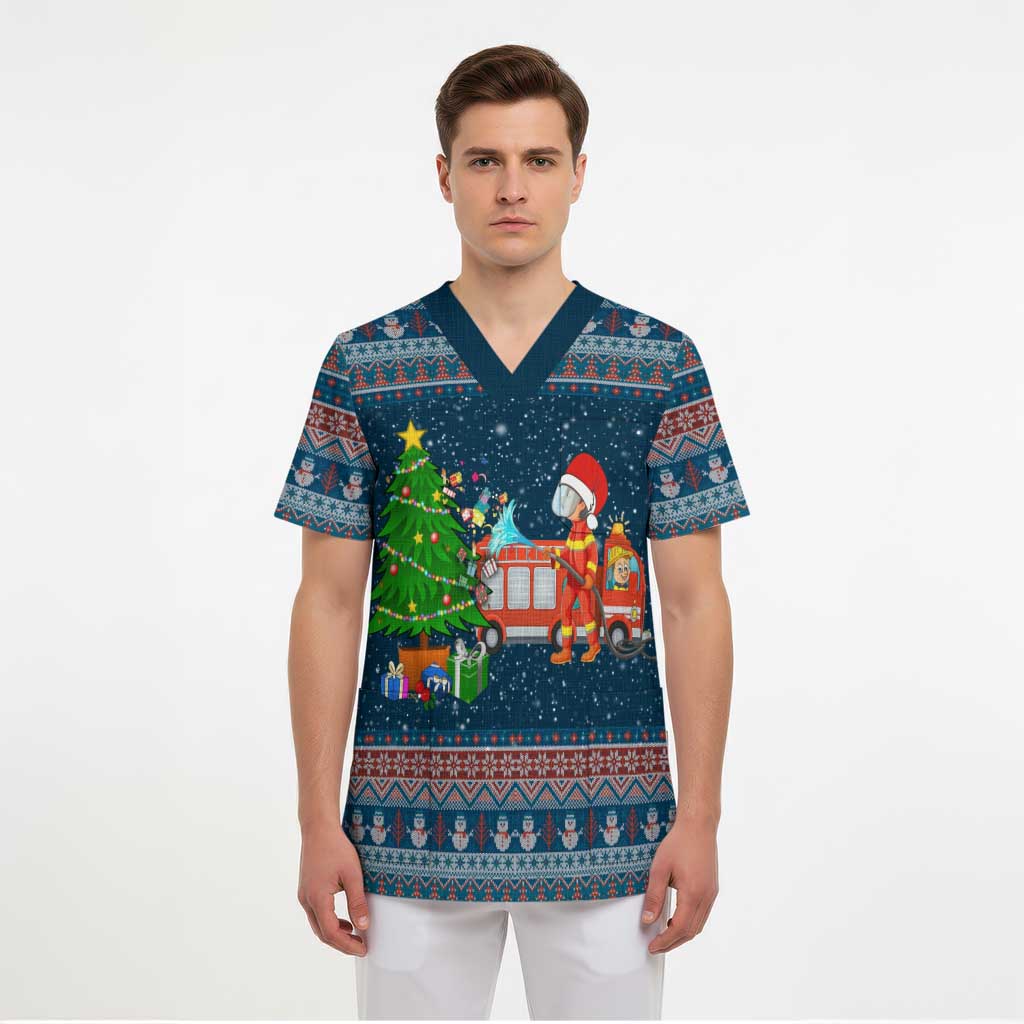 Flamingle Bells Xmas Christmas Scrub Top Xmas Holiday Patterns - Wonder Print Shop