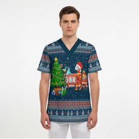 Flamingle Bells Xmas Christmas Scrub Top Xmas Holiday Patterns - Wonder Print Shop