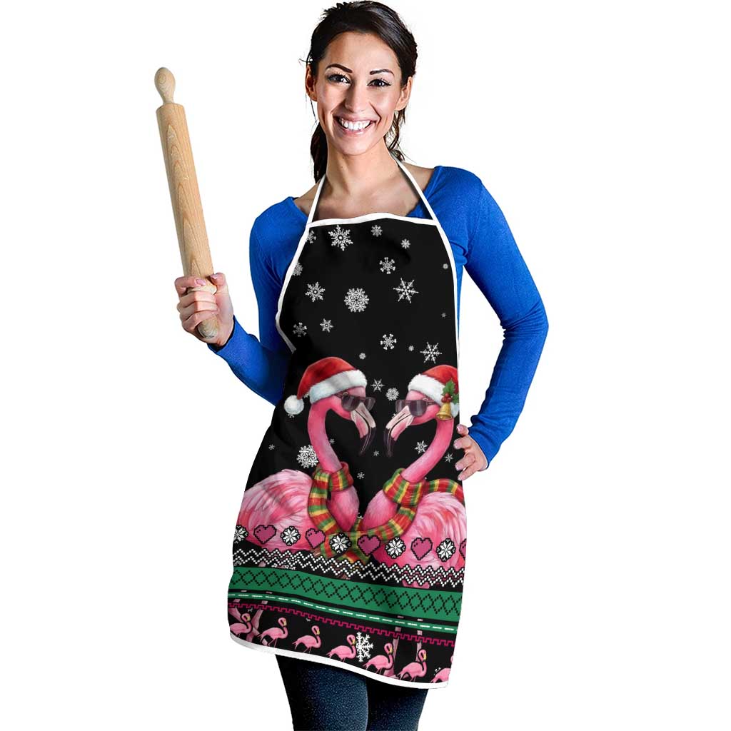 Flamingo Couple Christmas Apron Xmas Holiday Patterns - Wonder Print Shop