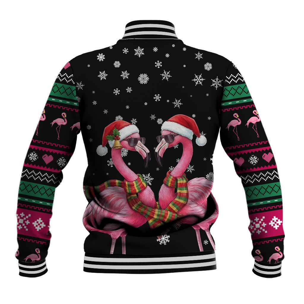 Flamingo Couple Christmas Baseball Jacket Xmas Holiday Patterns - Wonder Print Shop