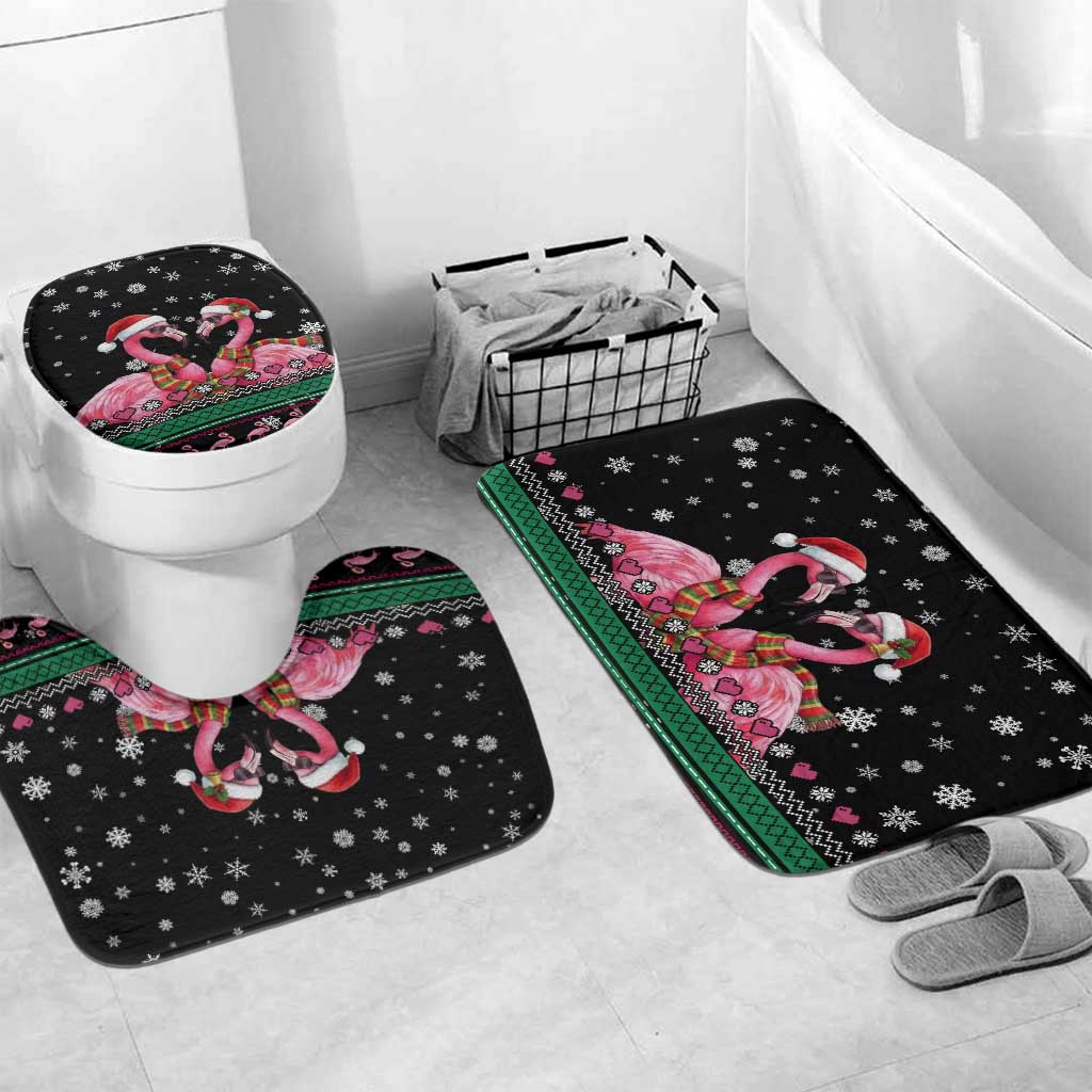Flamingo Couple Christmas Bathroom Set Xmas Holiday Patterns - Wonder Print Shop