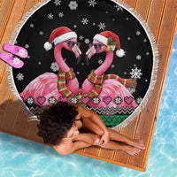 Flamingo Couple Christmas Beach Blanket Xmas Holiday Patterns - Wonder Print Shop