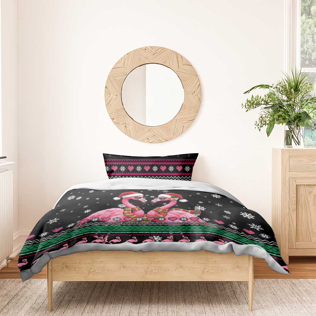 Flamingo Couple Christmas Bedding Set Xmas Holiday Patterns - Wonder Print Shop
