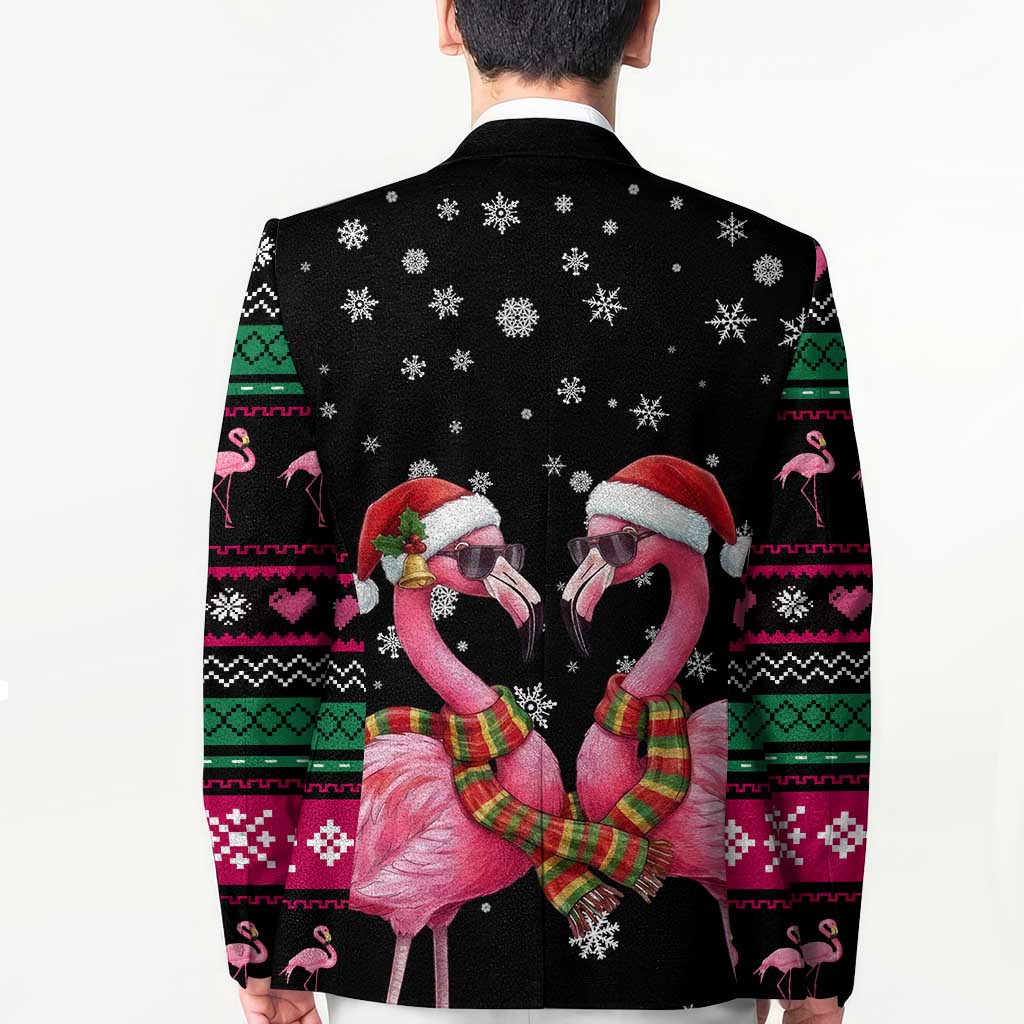 Flamingo Couple Christmas Blazer Xmas Holiday Patterns - Wonder Print Shop