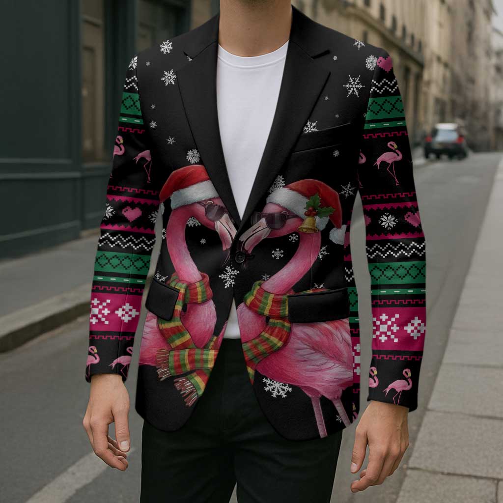 Flamingo Couple Christmas Blazer Xmas Holiday Patterns - Wonder Print Shop