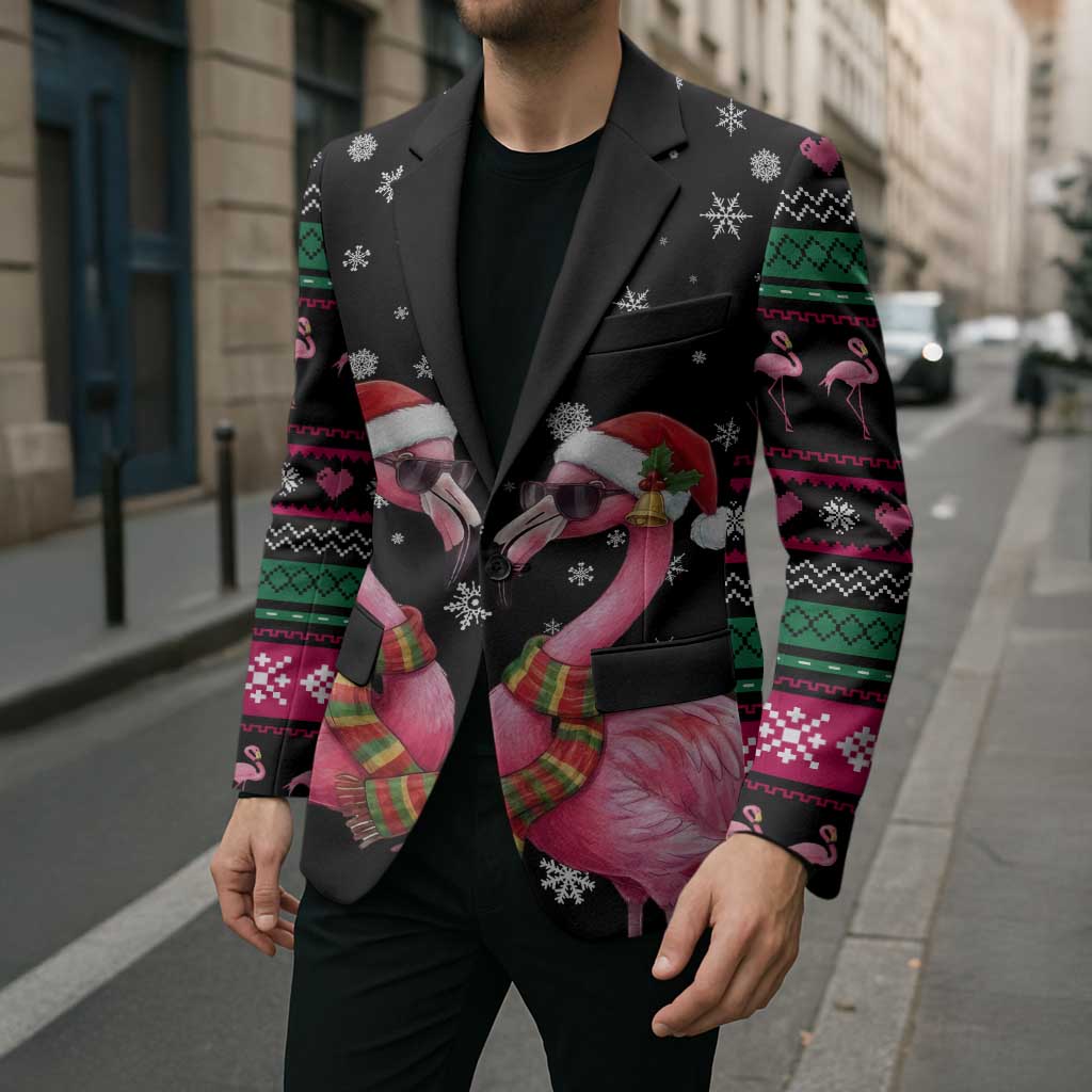 Flamingo Couple Christmas Blazer Xmas Holiday Patterns - Wonder Print Shop