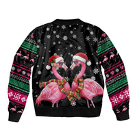 Flamingo Couple Christmas Bomber Jacket Xmas Holiday Patterns - Wonder Print Shop