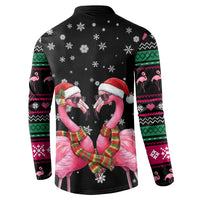 Flamingo Couple Christmas Button Sweatshirt Xmas Holiday Patterns - undefined