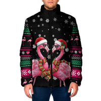 Flamingo Couple Christmas Padded Jacket Xmas Holiday Patterns - Wonder Print Shop