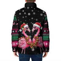 Flamingo Couple Christmas Padded Jacket Xmas Holiday Patterns - Wonder Print Shop