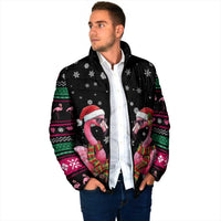Flamingo Couple Christmas Padded Jacket Xmas Holiday Patterns - Wonder Print Shop