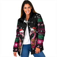 Flamingo Couple Christmas Padded Jacket Xmas Holiday Patterns - Wonder Print Shop