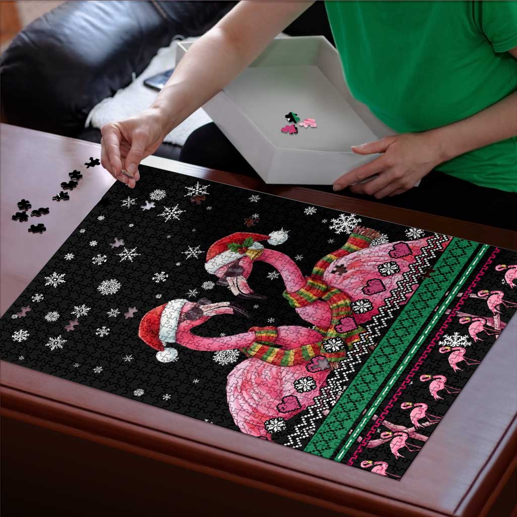 Flamingo Couple Christmas Puzzle Xmas Holiday Patterns - Wonder Print Shop