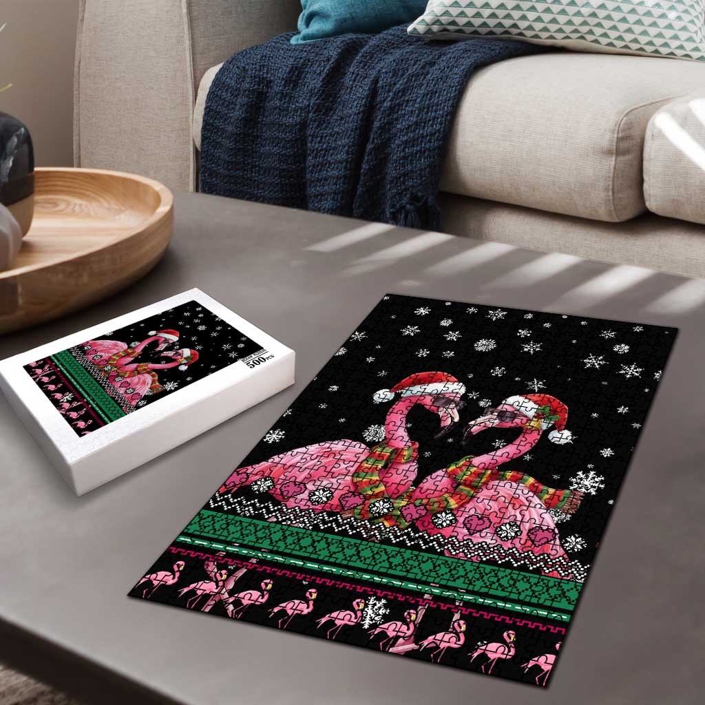 Flamingo Couple Christmas Puzzle Xmas Holiday Patterns - Wonder Print Shop