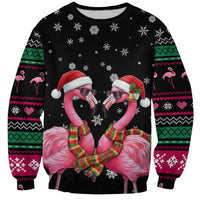 Flamingo Couple Christmas Sweatshirt Xmas Holiday Patterns - Wonder Print Shop