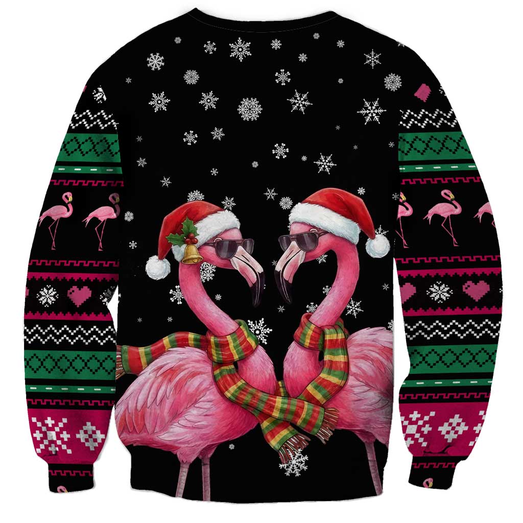 Flamingo Couple Christmas Sweatshirt Xmas Holiday Patterns - Wonder Print Shop