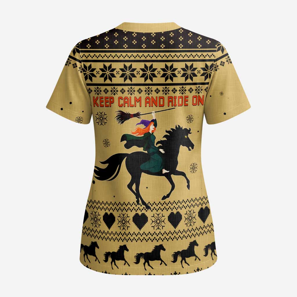 Horse Lover Christmas Christmas Scrub Top Xmas Holiday Patterns - Wonder Print Shop
