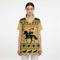 Horse Lover Christmas Christmas Scrub Top Xmas Holiday Patterns - Wonder Print Shop