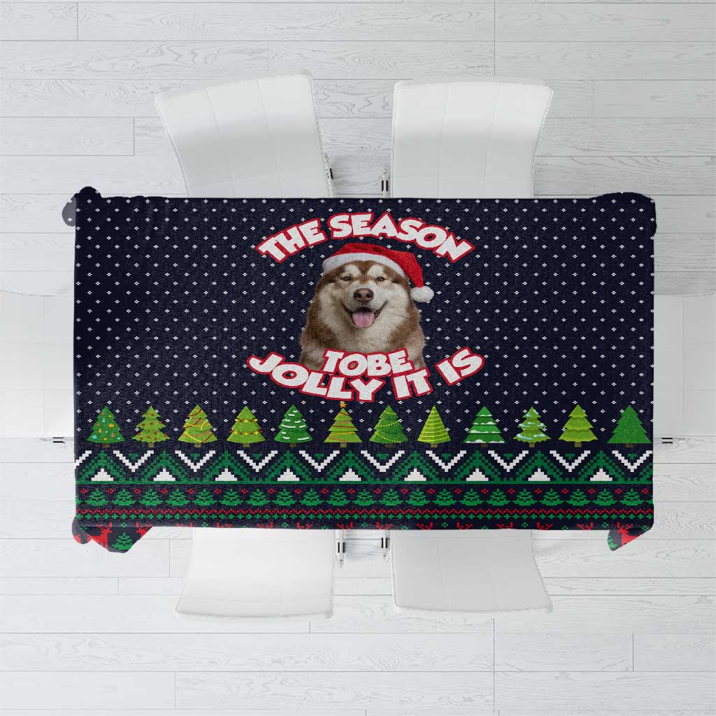 The Season To Be Jolly Siberian Husky Xmas Ball Christmas Tablecloth Xmas Holiday Patterns - Wonder Print Shop