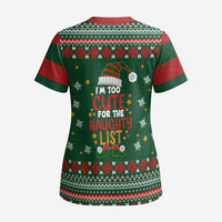 Too Cute For The Naughty List Christmas Scrub Top Xmas Holiday Patterns - Wonder Print Shop
