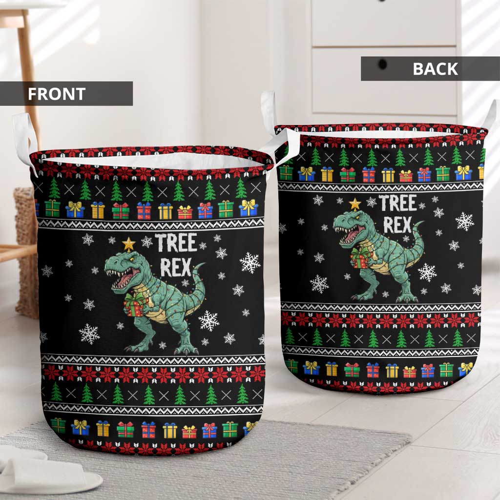 Tree Rex Christmas Laundry Basket Xmas Holiday Patterns - Wonder Print Shop