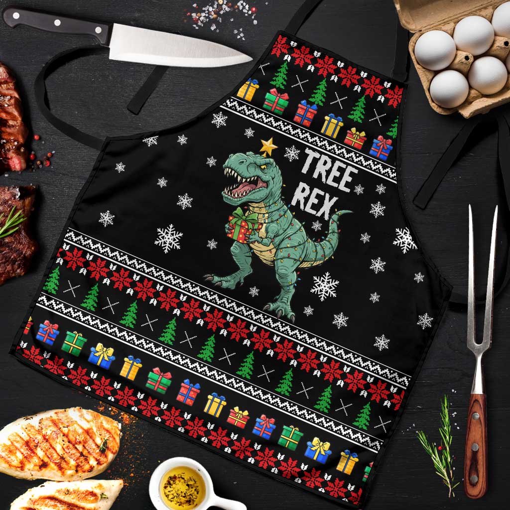 Tree Rex Christmas Apron Xmas Holiday Patterns - Wonder Print Shop