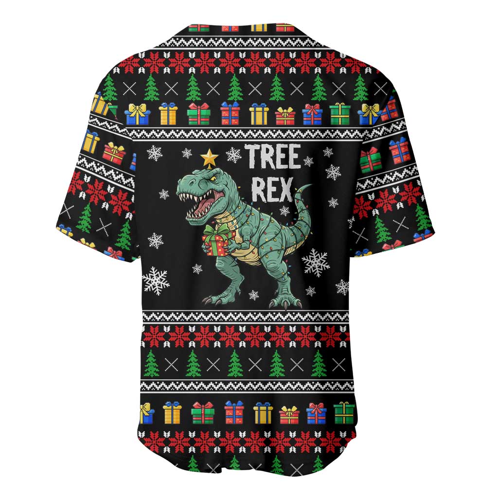 Tree Rex Christmas Baseball Jersey Xmas Holiday Patterns - Wonder Print Shop