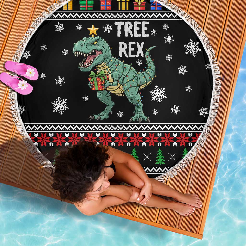 Tree Rex Christmas Beach Blanket Xmas Holiday Patterns - Wonder Print Shop