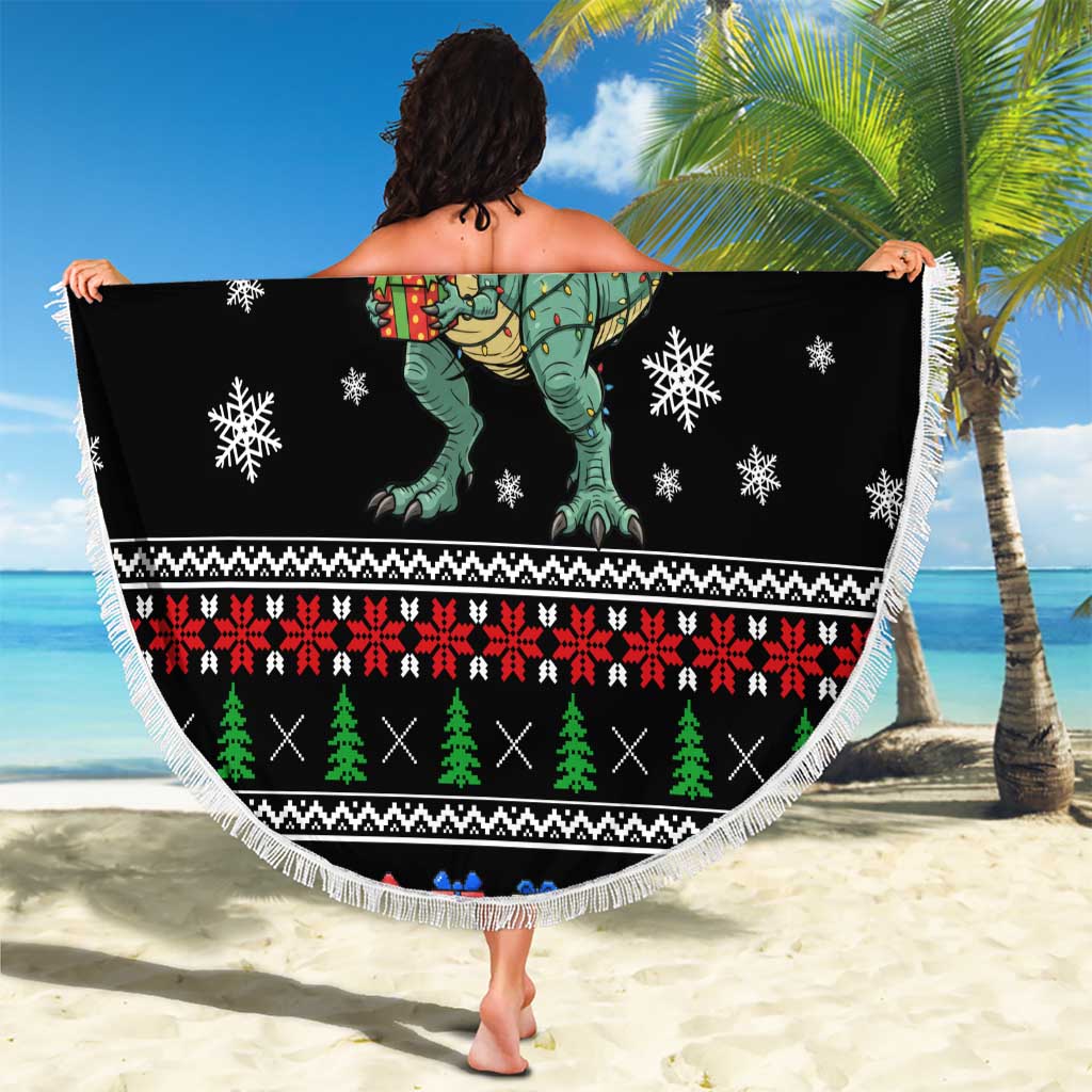 Tree Rex Christmas Beach Blanket Xmas Holiday Patterns - Wonder Print Shop