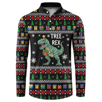 Tree Rex Christmas Button Sweatshirt Xmas Holiday Patterns - Wonder Print Shop