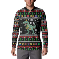 Tree Rex Christmas Button Sweatshirt Xmas Holiday Patterns - Wonder Print Shop