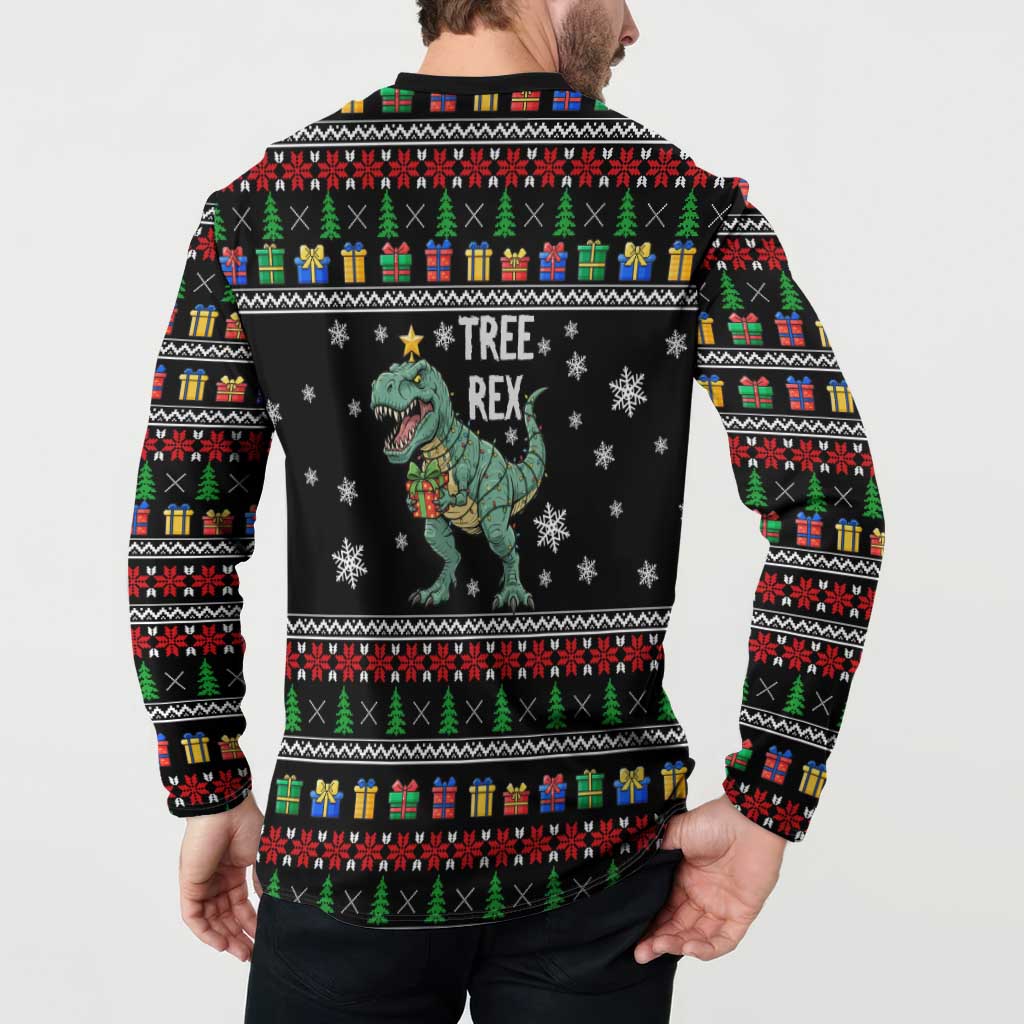 Tree Rex Christmas Button Sweatshirt Xmas Holiday Patterns - Wonder Print Shop