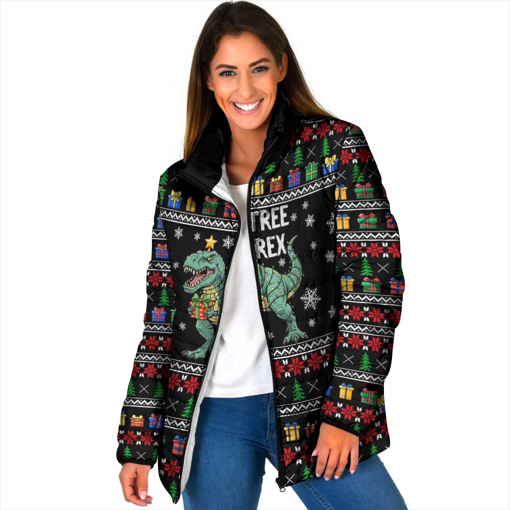 Tree Rex Christmas Padded Jacket Xmas Holiday Patterns - Wonder Print Shop
