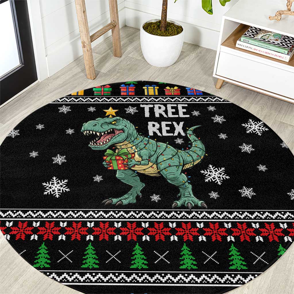 Tree Rex Christmas Round Carpet Xmas Holiday Patterns - Wonder Print Shop