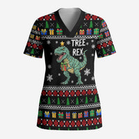 Tree Rex Christmas Scrub Top Xmas Holiday Patterns - Wonder Print Shop