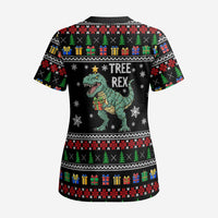Tree Rex Christmas Scrub Top Xmas Holiday Patterns - Wonder Print Shop