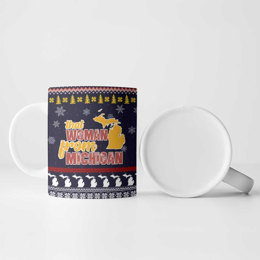 That Woman From Michigan Christmas Ceramic Mug Xmas Holiday Patterns - Wonder Print Shop