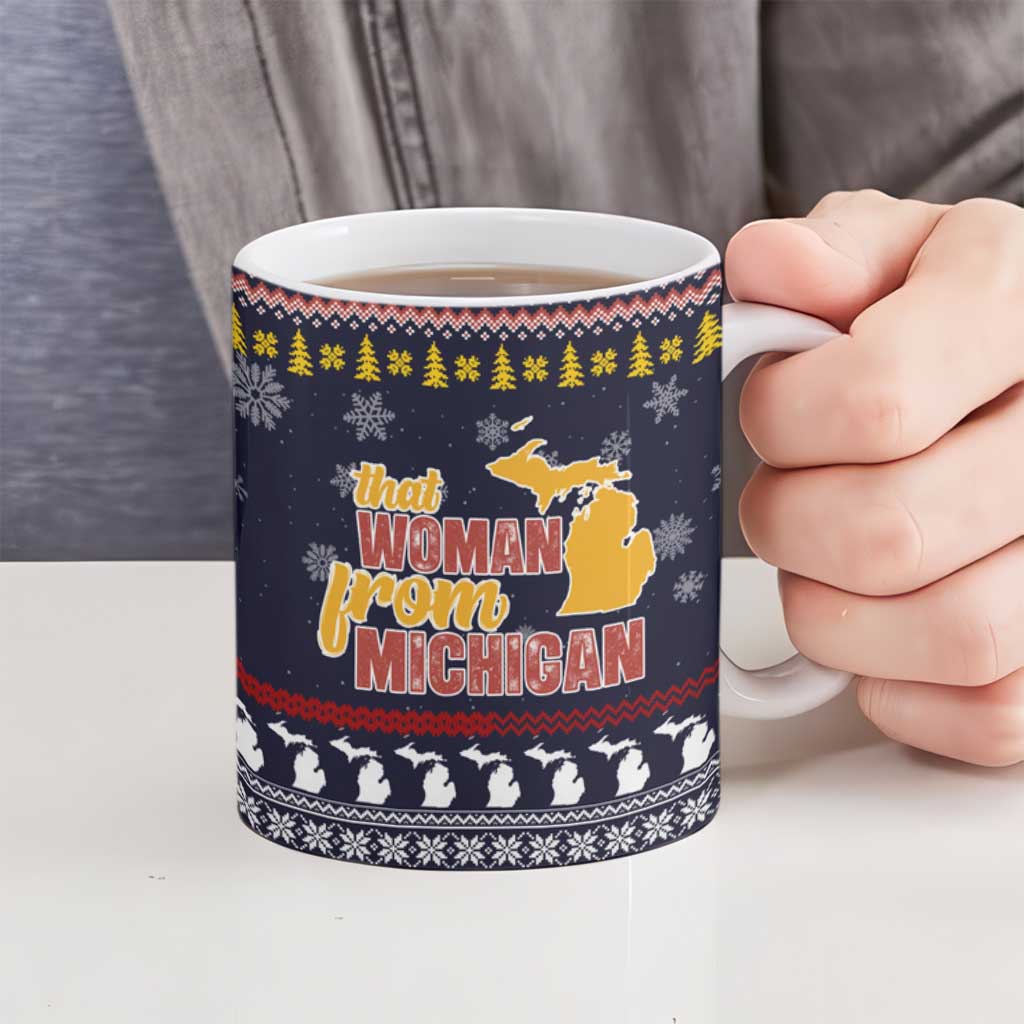 That Woman From Michigan Christmas Ceramic Mug Xmas Holiday Patterns - Wonder Print Shop