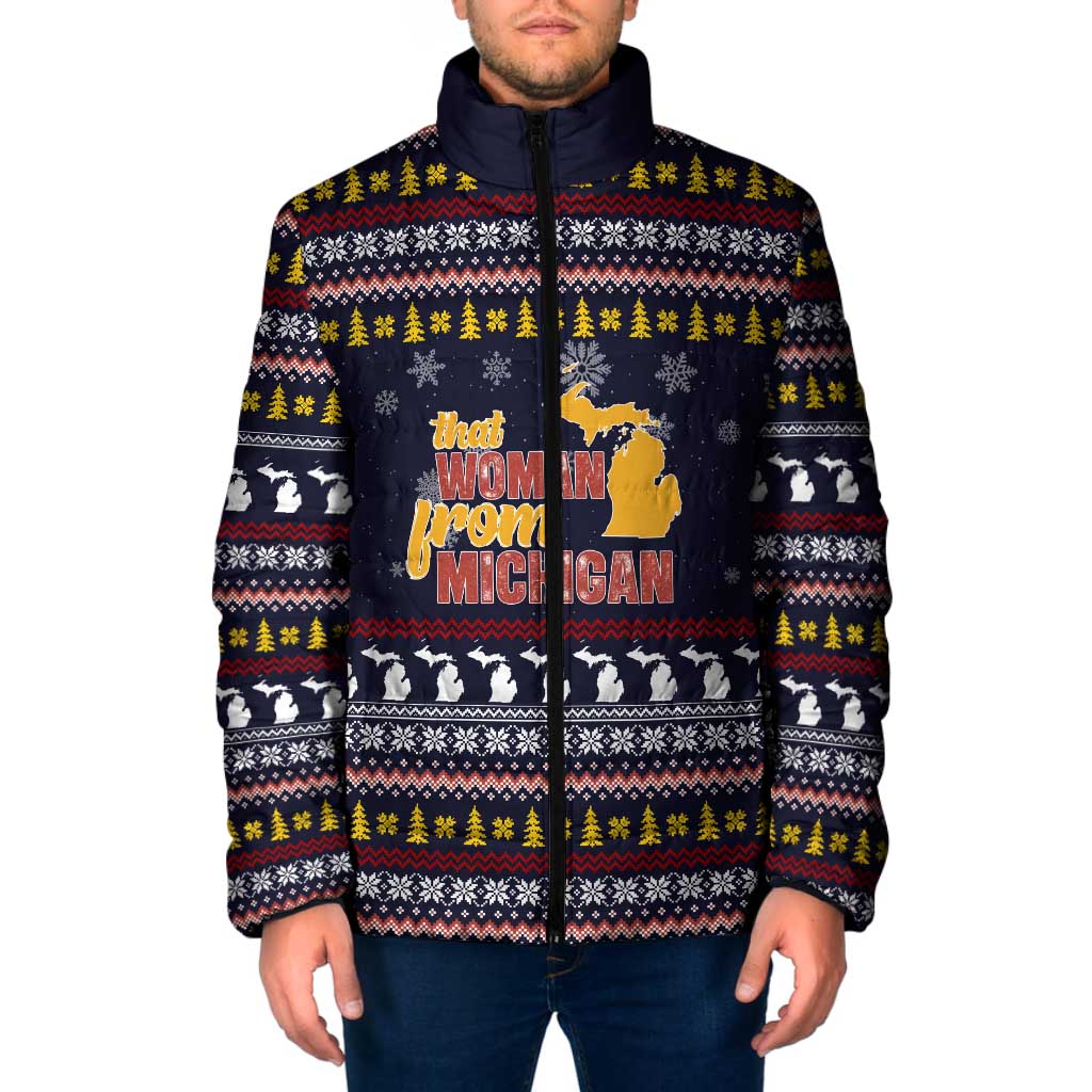 That Woman From Michigan Christmas Padded Jacket Xmas Holiday Patterns - Wonder Print Shop