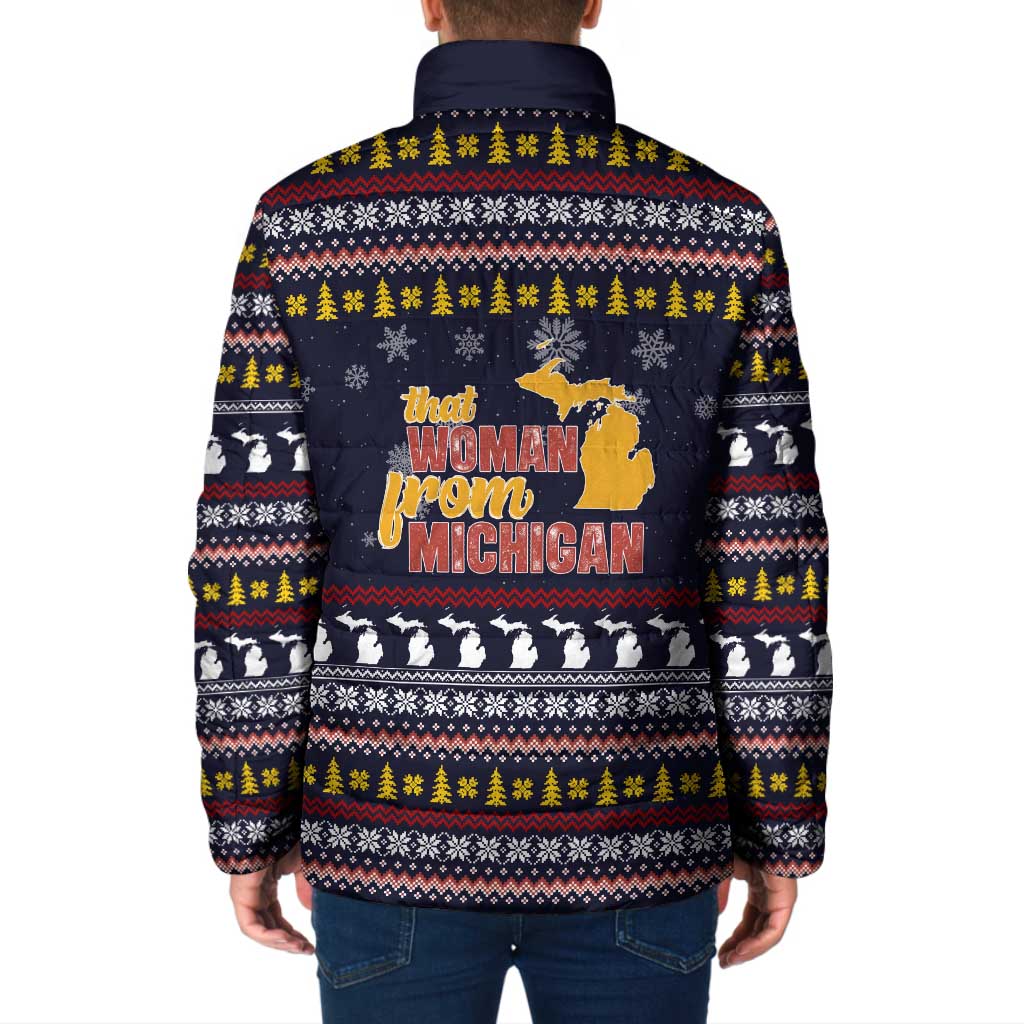 That Woman From Michigan Christmas Padded Jacket Xmas Holiday Patterns - Wonder Print Shop