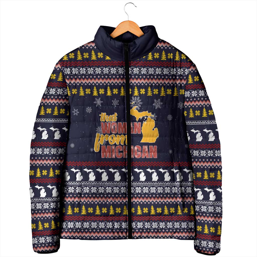 That Woman From Michigan Christmas Padded Jacket Xmas Holiday Patterns - Wonder Print Shop