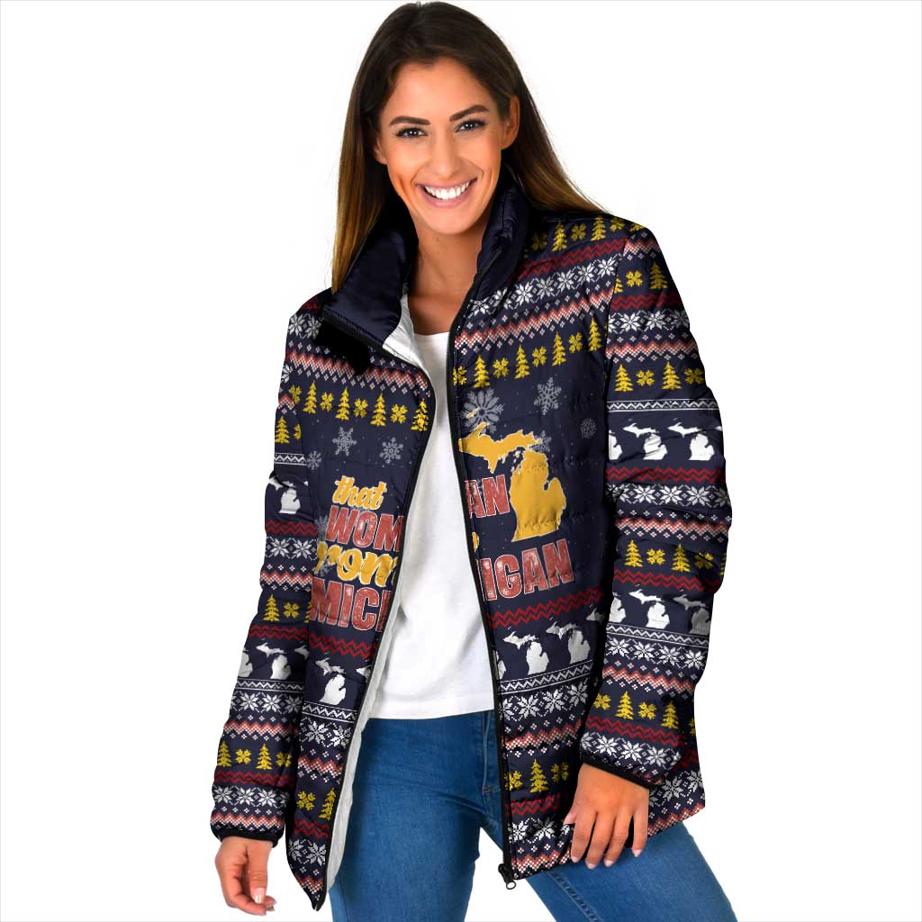 That Woman From Michigan Christmas Padded Jacket Xmas Holiday Patterns - Wonder Print Shop